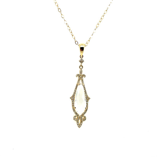 Yellow Gold 2.52 Carat White Topaz And Diamond Necklace