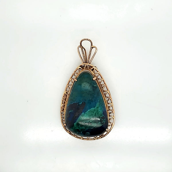 Vintage 14kt Yellow Gold Turquoise Pendant/Brooch