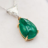 18kt Gold Emerald and Diamond Pendant