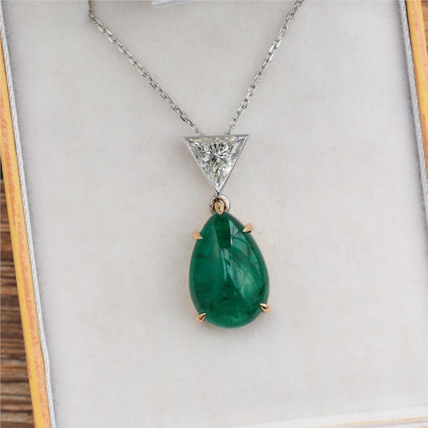 18kt Gold Emerald and Diamond Pendant