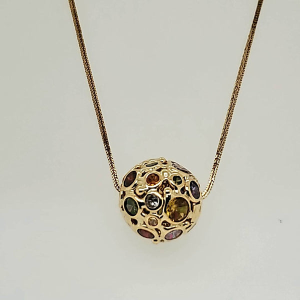 18kt Yellow Gold Gemstone Pendant Necklace