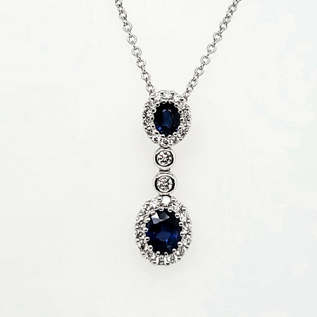 18kt White Gold Sapphire and Diamond Pendant Necklace