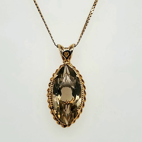 Vintage 14kt Yellow Gold Yellow Quartz Pendant