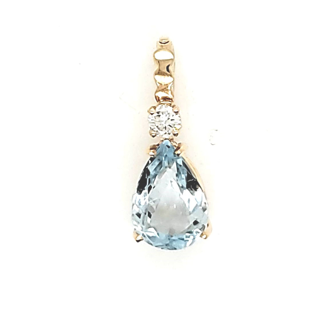 14kt Yellow Gold Swiss Blue Topaz and Diamond Pendant Enhancer