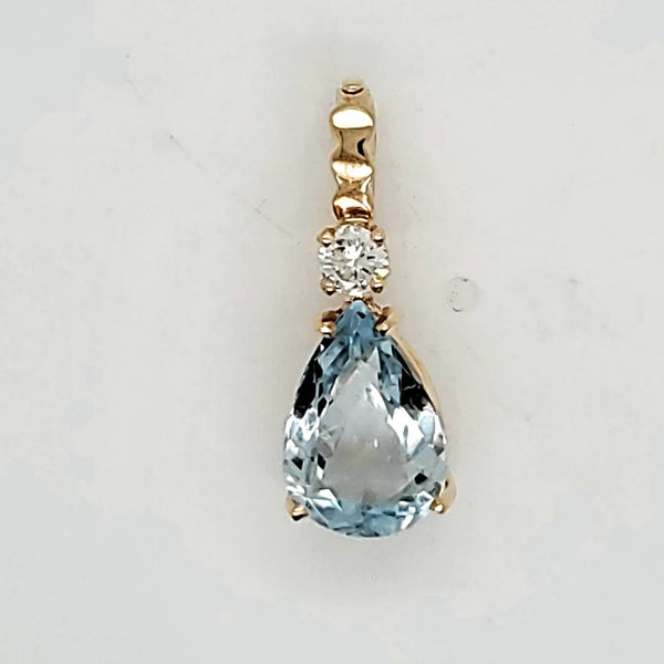 14kt Yellow Gold Swiss Blue Topaz and Diamond Pendant Enhancer