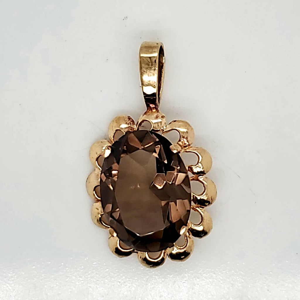 14Kt Yellow Gold Smoky Quartz Pendant