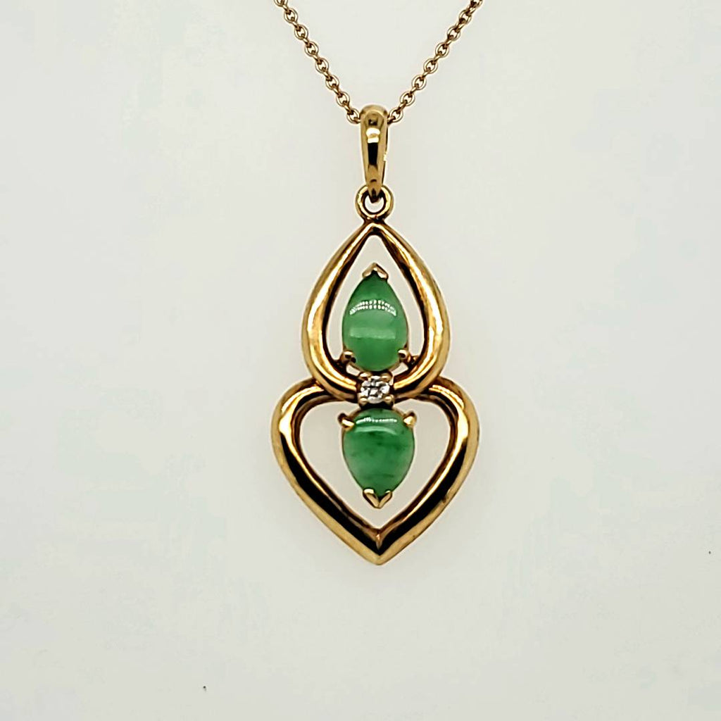 18kt Yellow Gold Jade and Diamond Pendant