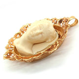 Vintage Carved 14Kt Yellow Gold Ivory Cameo Pendant