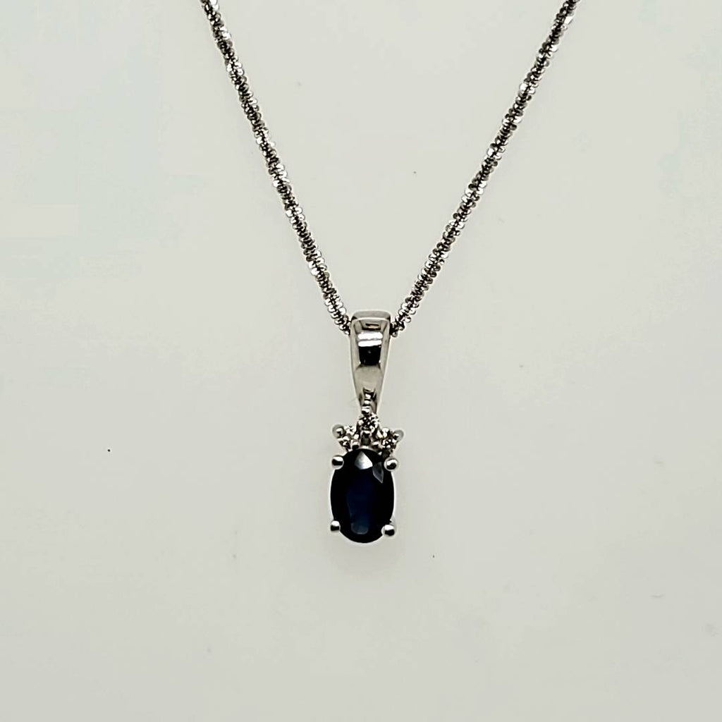 14kt White Gold Sapphire and Diamond Pendant