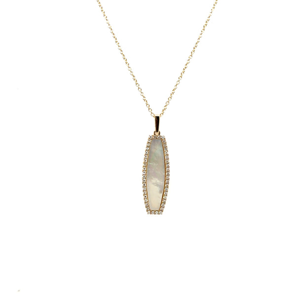 14kt Yellow Gold Mother Of Pearl Diamond Pendant