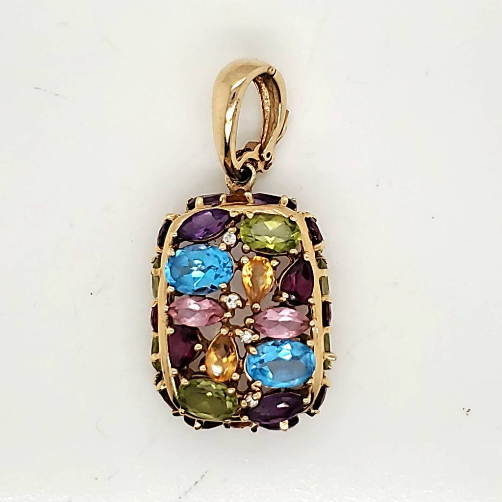 14kt Yellow Gold Semi Precious Gemstone and Diamond Pendant