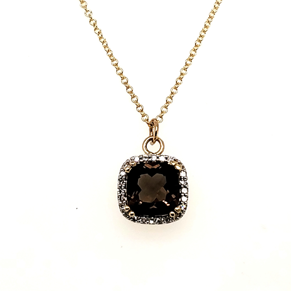 14kt Yellow Gold Smoky Quartz and Diamond Pendant