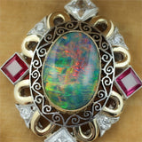 Platinum Opal Ruby and Diamond Pendant