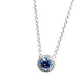 14kt White Gold 0.79Ctw Sapphire And Diamond Pendant Necklace