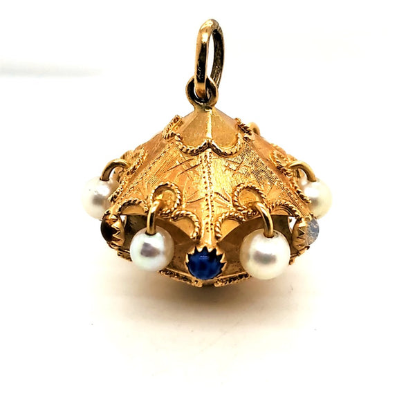 Vintage 18Kt Yellow Gold Carousel Pendant Charm