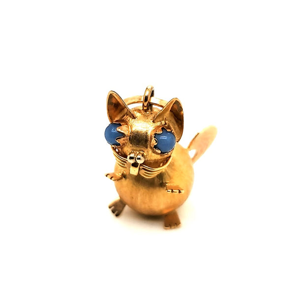 Vintage 18Kt Yellow Gold Cat Pendant Charm