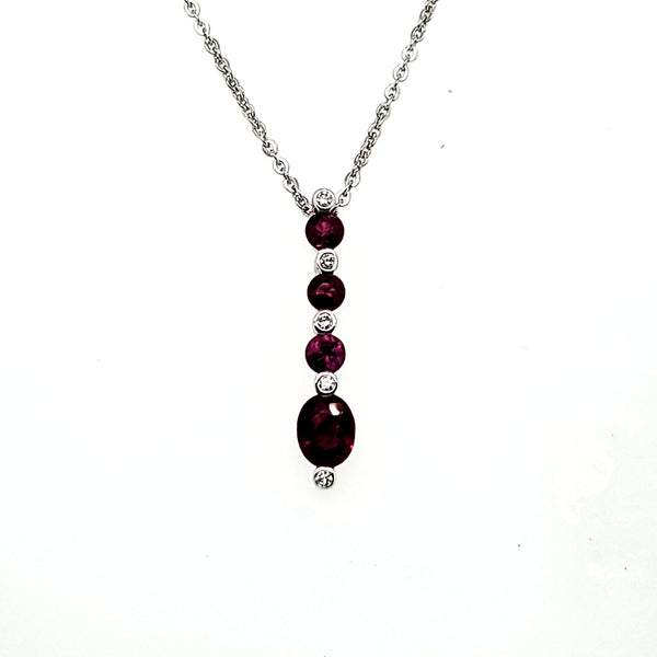 14kt White Gold Ruby And Diamond Pendant On Chain