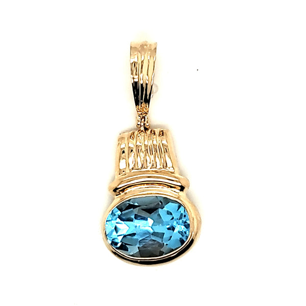 14kt Yellow Gold Swiss Blue Topaz Pendant