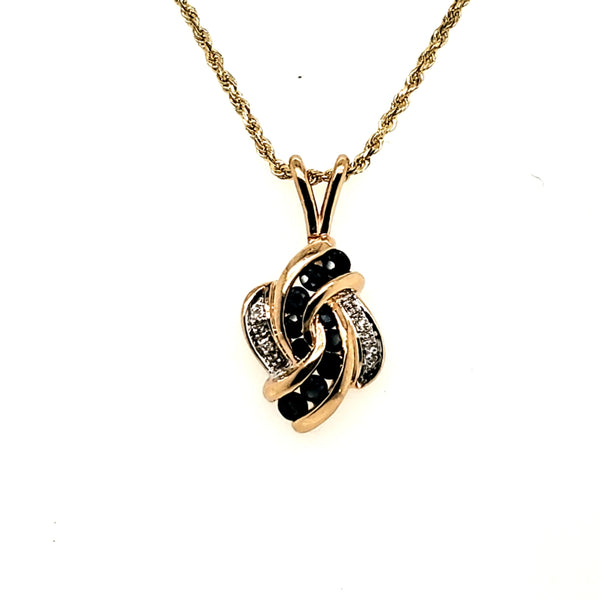 14kt Yellow Gold Sapphire and Diamond Pendant Necklace