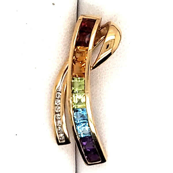 14kt Yellow Gold Gemstone and Diamond Pendant