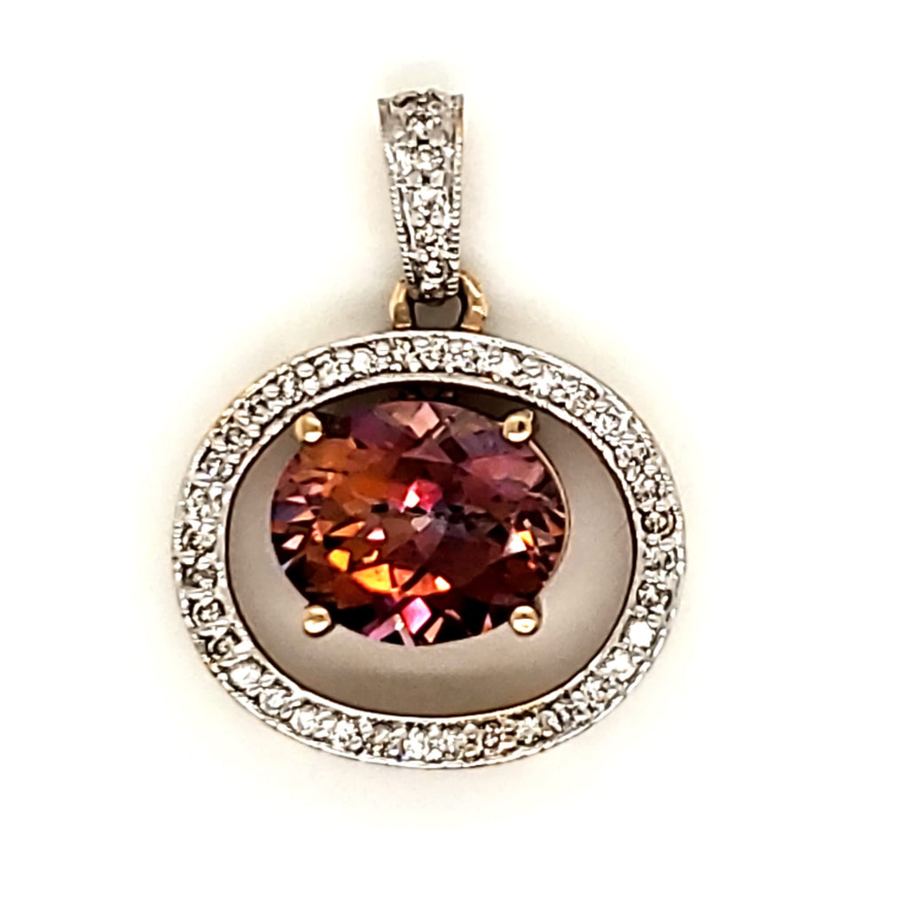 14kt Yellow Gold Mystic Topaz and Diamond Pendant