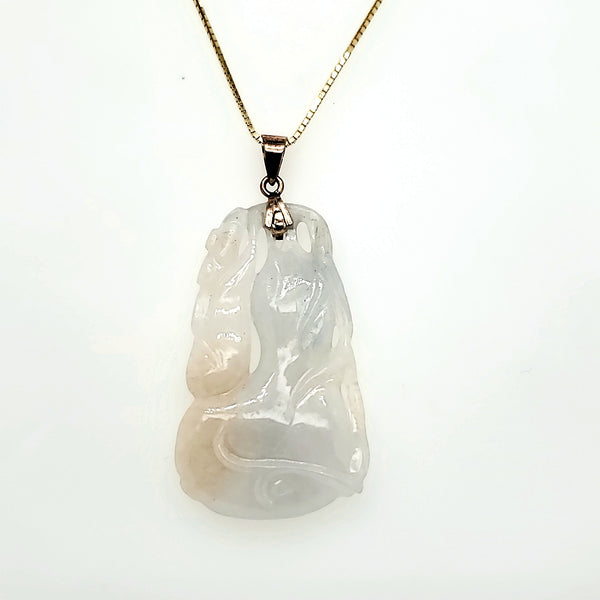 Vintage 14Kt Yellow Gold Jadeite Jade Pendant Necklace