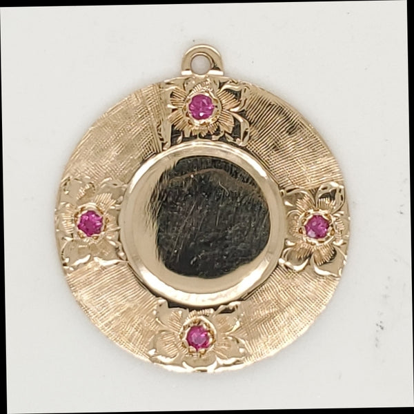 Vintage 14kt Yellow Gold and Ruby Charm Pendant