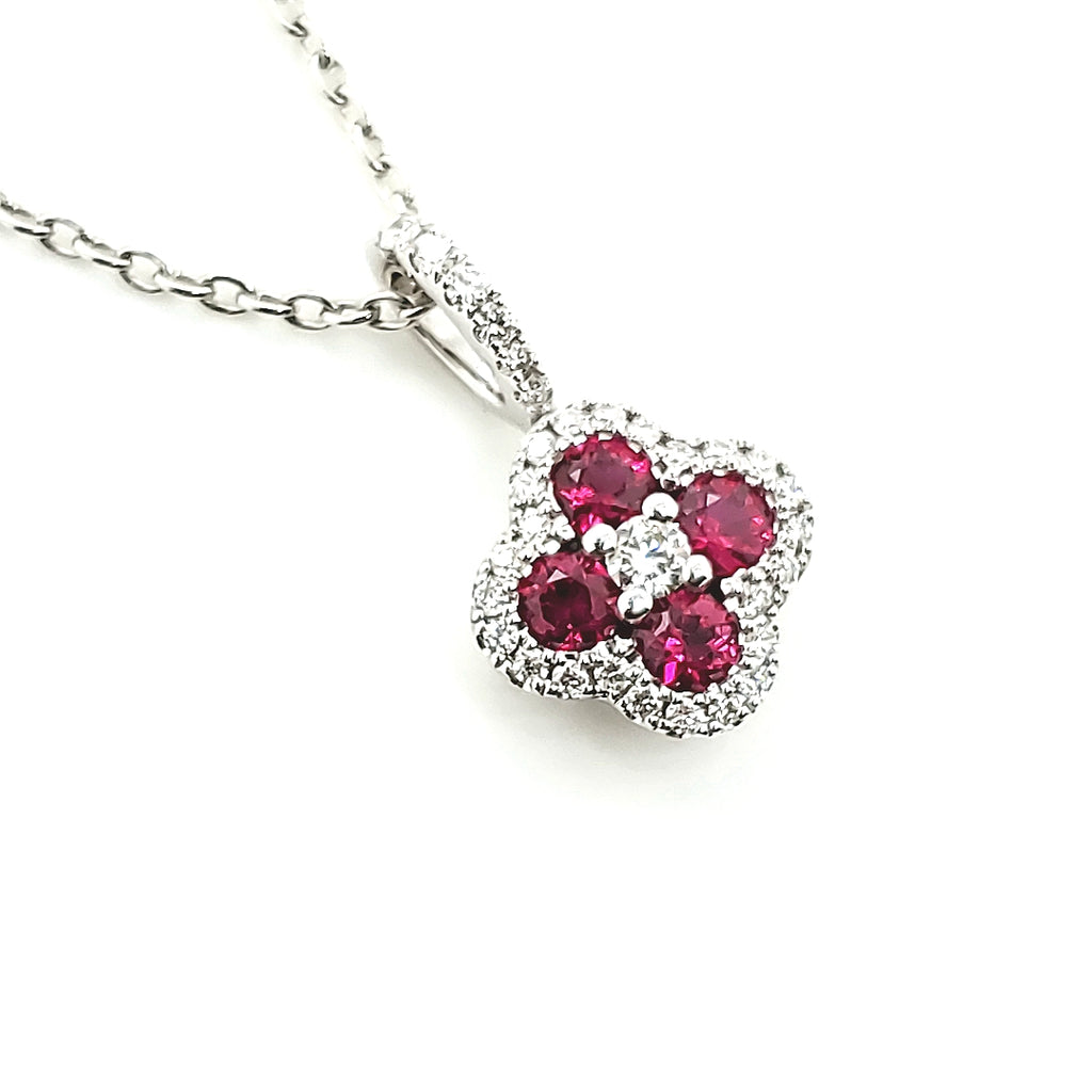14kt White Gold Ruby and Diamond Necklace By Fana