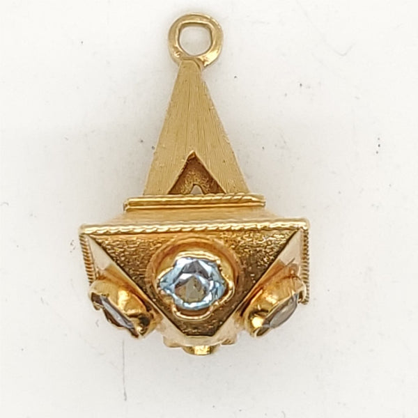 Vintage 18kt Yellow Gold and Blue Topaz Pendant/Charm