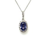 14kt White Gold Non-Heat Color Change GIA Sapphire And Diamond Necklace