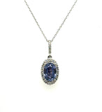 14kt White Gold Non-Heat Color Change GIA Sapphire And Diamond Necklace