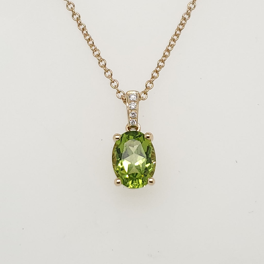 14kt Yellow Gold Peridot and Diamond Pendant