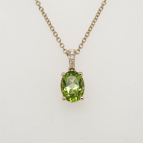 14kt Yellow Gold Peridot and Diamond Pendant