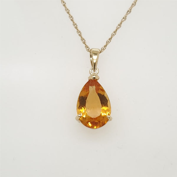 14kt Yellow Gold Citrine Pendant Necklace