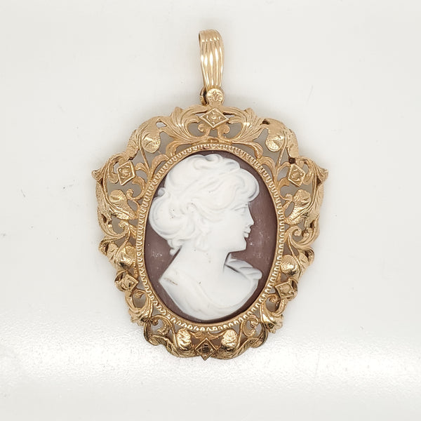 Vintage 14kt Yellow Gold Cameo Pendant
