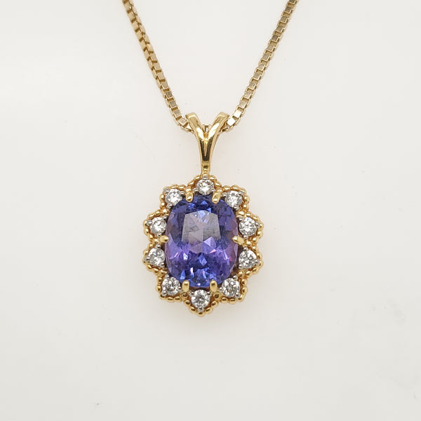 14kt/18kt Yellow Gold Tanzanite and Diamond Pendant Necklace