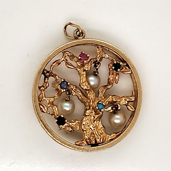 Vintage 14kt Yellow Gold Tree Of Life Pendant Charm