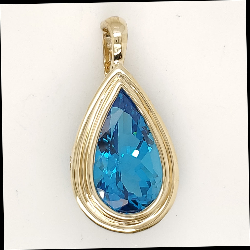 14kt Yellow Gold London Blue Topaz Pendant Enhancer