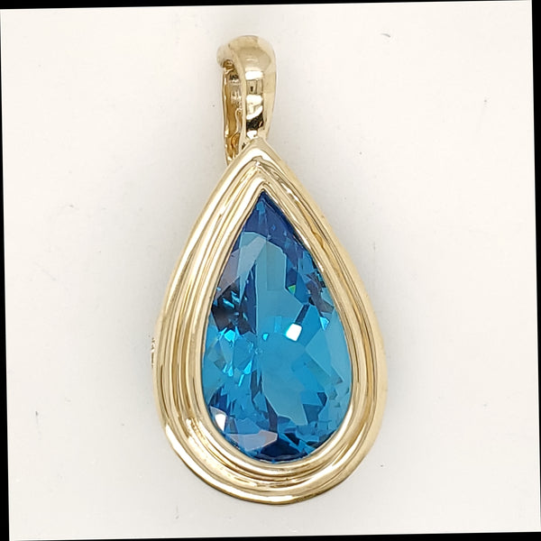 14kt Yellow Gold London Blue Topaz Pendant Enhancer