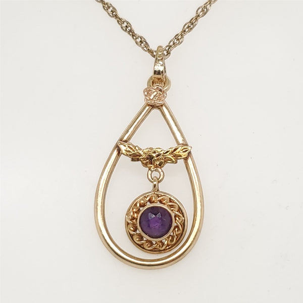 Vintage 10kt Yellow Gold Amethyst Pendant