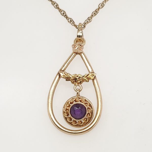 Vintage 10kt Yellow Gold Amethyst Pendant