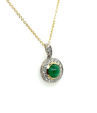 1.76 Cttw Plat/18Kt Two Tone Emerald And Diamond Halo Pendant/Necklace