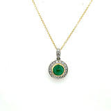 1.76 Cttw Plat/18Kt Two Tone Emerald And Diamond Halo Pendant/Necklace