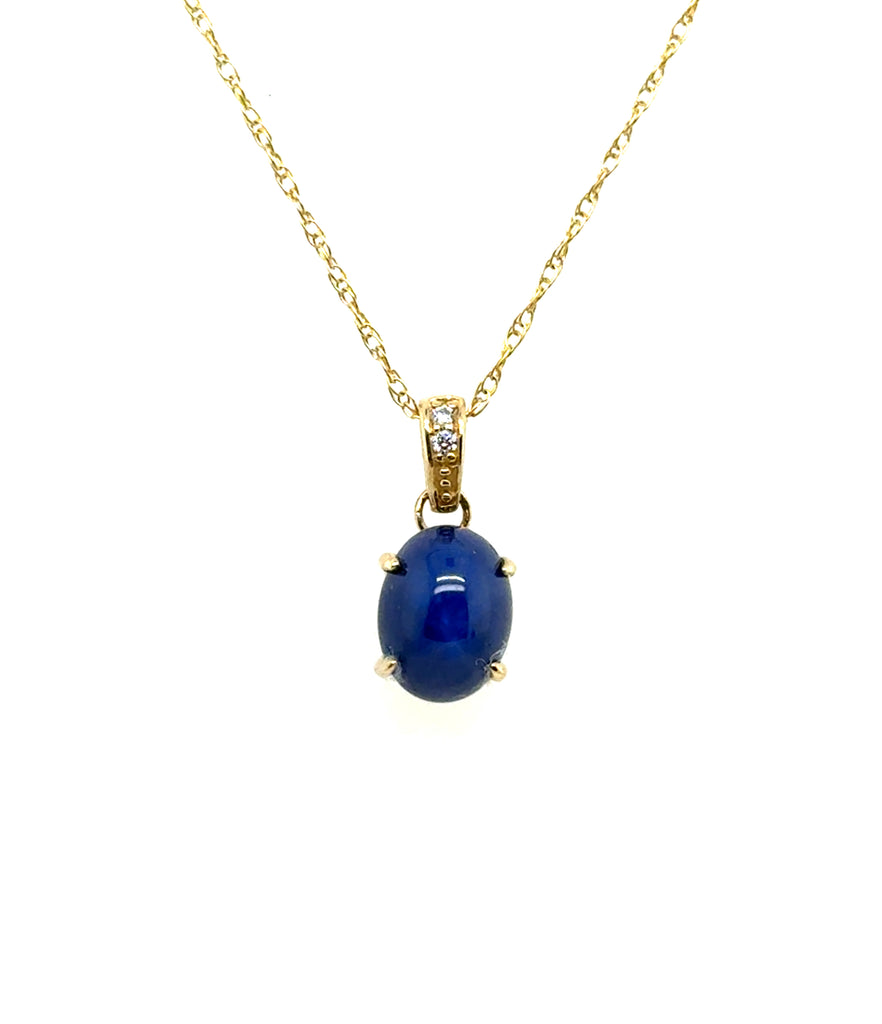 1.82 Cttw 14Kt Yellow Gold Star Sapphire And Diamond Pendant