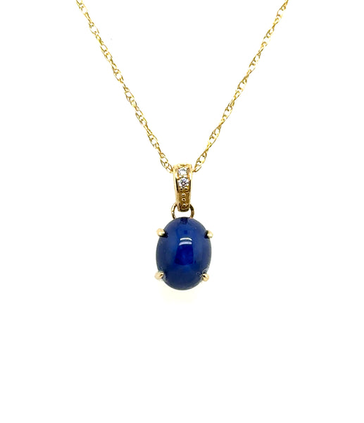 1.82 Cttw 14Kt Yellow Gold Star Sapphire And Diamond Pendant