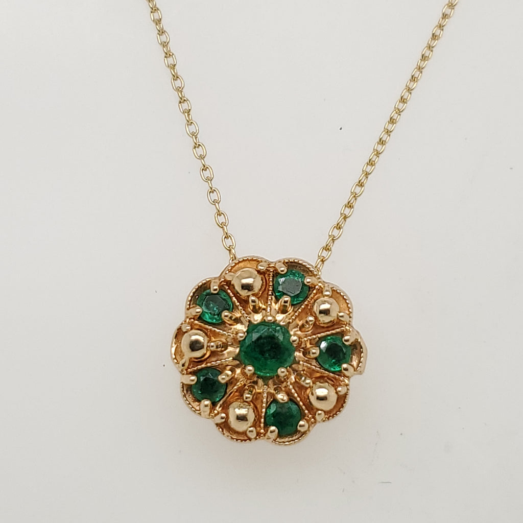 14kt Yellow Gold Emerald Pendant Necklace