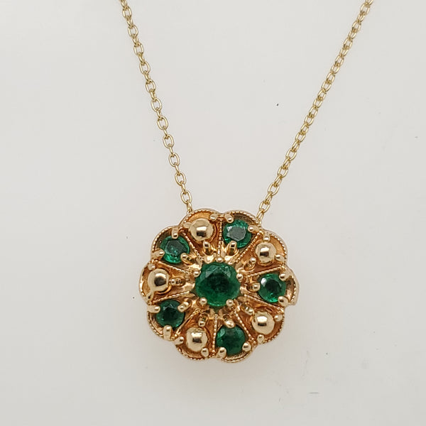 14kt Yellow Gold Emerald Pendant Necklace