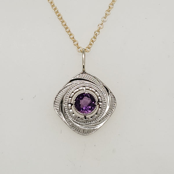 Art Deco 14kt Yellow Gold Amethyst Lavalier Pendant Necklace