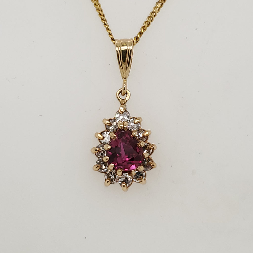 14kt Yellow Gold Ruby and Diamond Pendant Necklace