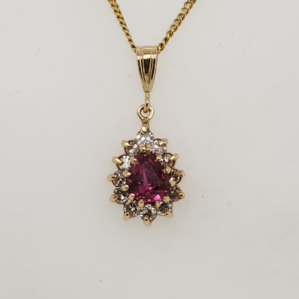 14kt Yellow Gold Ruby and Diamond Pendant Necklace